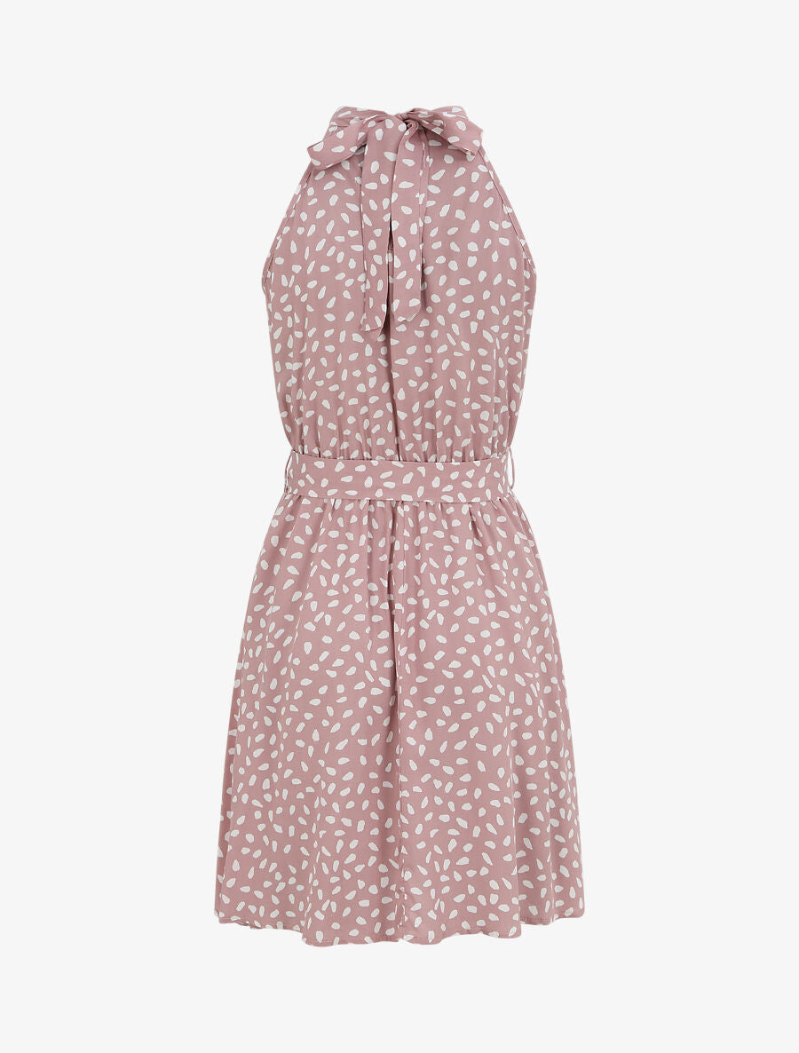 Robe cintrée à imprimé moucheté - Rose clair - 2