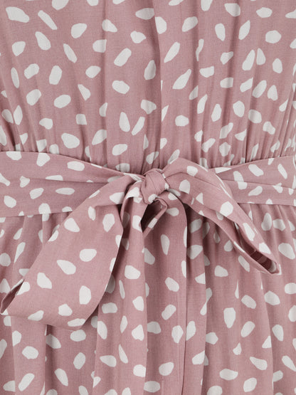 Robe cintrée à imprimé moucheté - Rose clair - 3