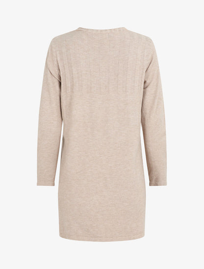 Gilet mi-long à manches longues - Beige - 2