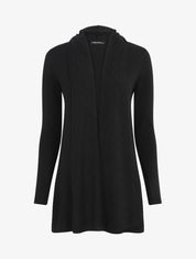 Gilet mi-long à col châle damier - Noir - 1