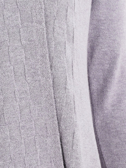 Gilet mi-long à col châle damier - Gris clair - 3