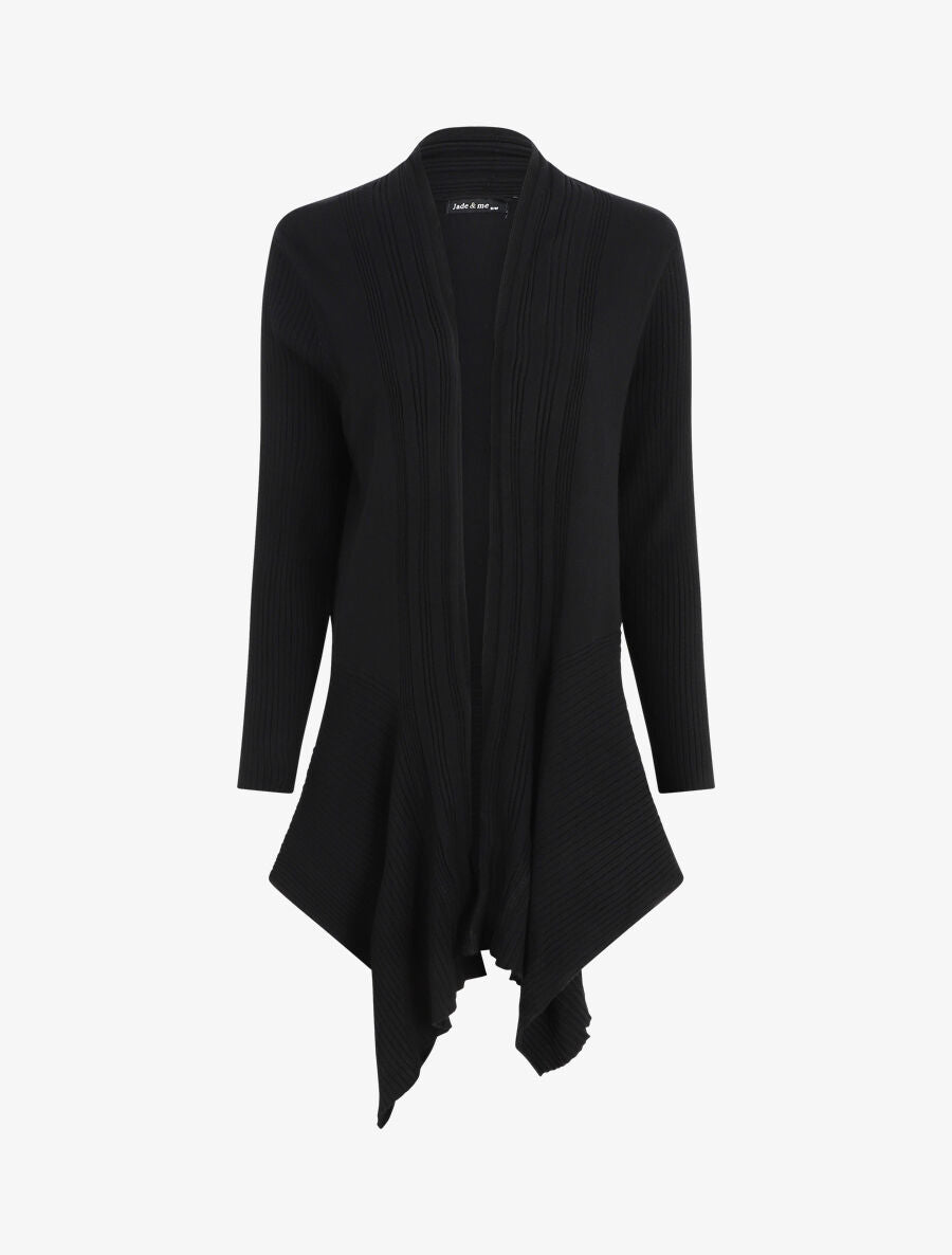 Gilet côtelé asymétrique - Noir - 4