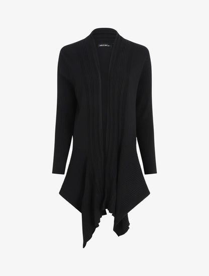 Gilet côtelé asymétrique - Noir - 4