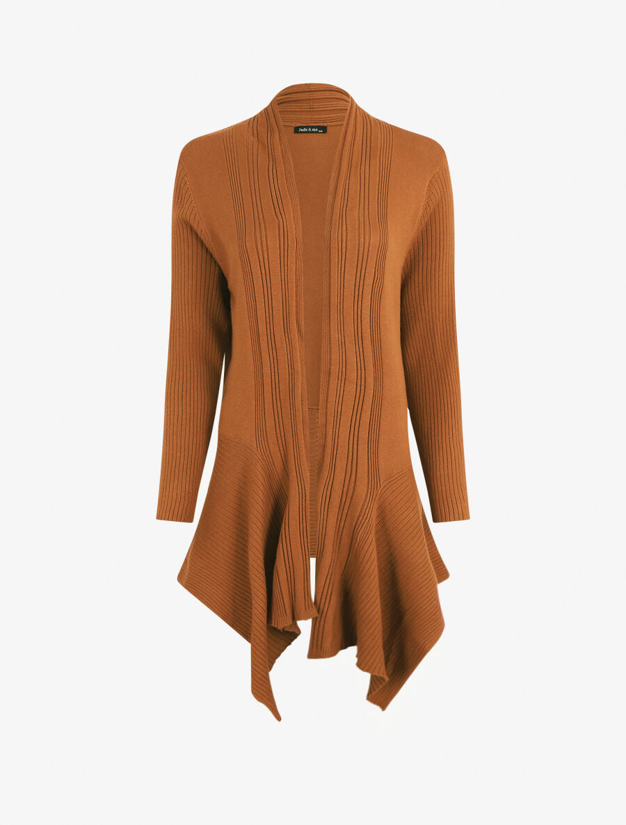 Gilet côtelé asymétrique - Camel - 2