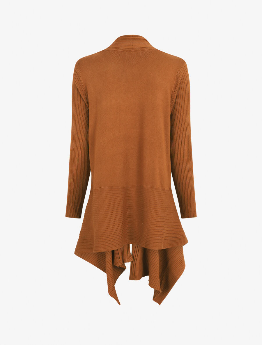 Gilet côtelé asymétrique - Camel - 3