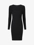 Robe mi-longue côtelée à décolleté ajouré - Noir - 1