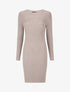 Robe mi-longue côtelée à décolleté ajouré - Taupe - 4