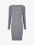 Robe mi-longue côtelée à décolleté ajouré - Gris - 1
