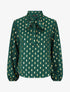 Blouse col lavallière à imprimé rectangles dorés - Vert - 1