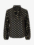 Blouse col lavallière à imprimé rectangles dorés - Noir - 1