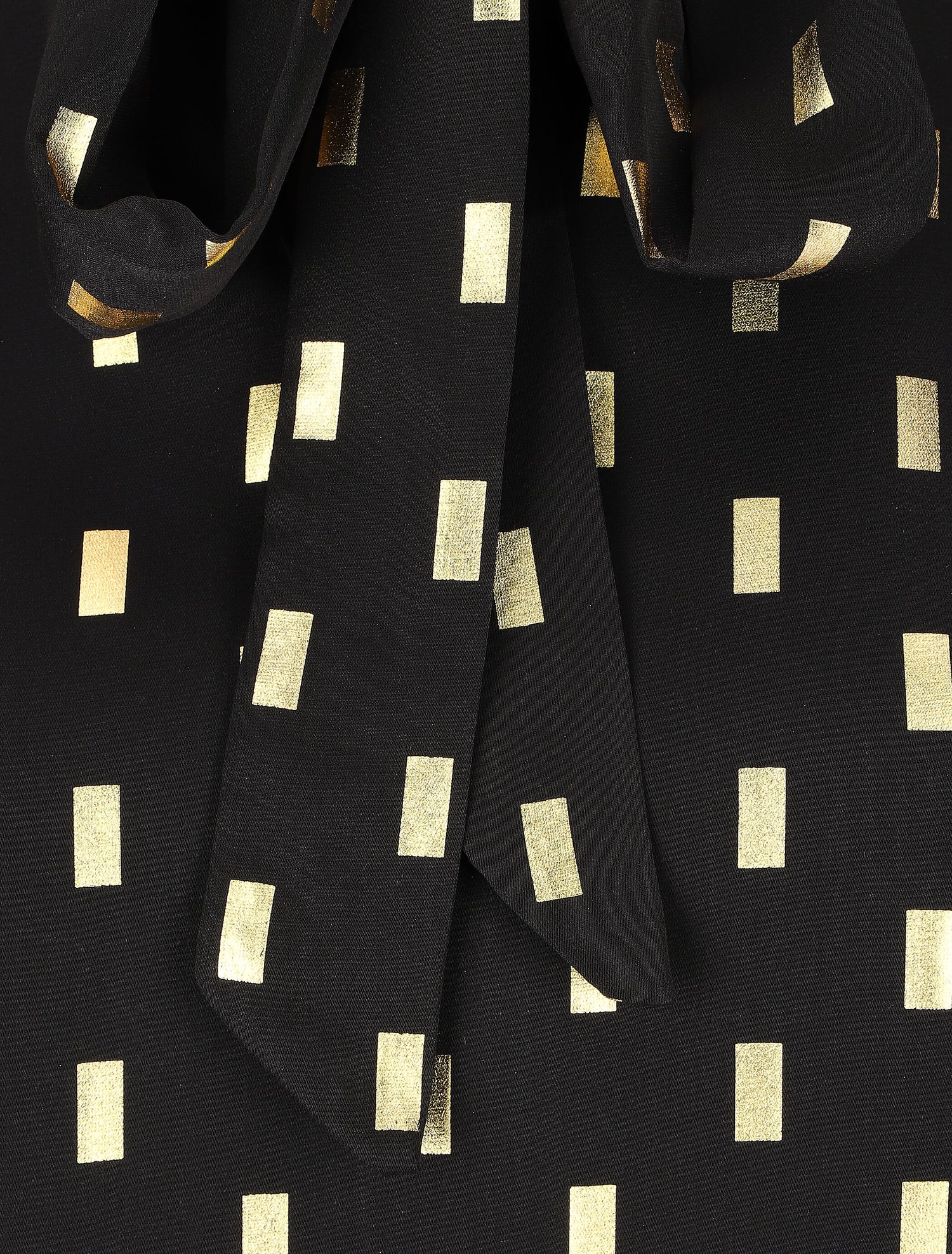 Blouse col lavallière à imprimé rectangles dorés - Noir - 3