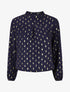 Blouse col montant à imprimé losanges dorés - Marine - 5