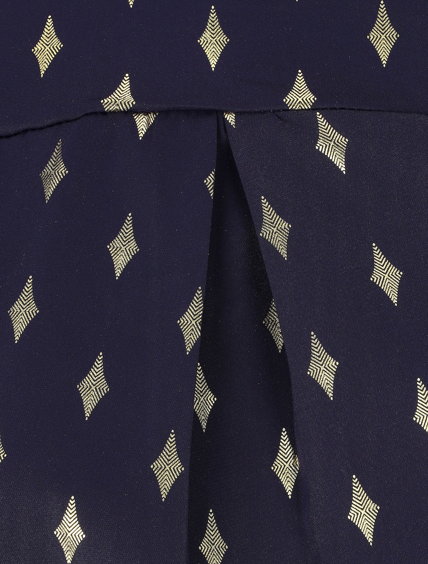 Blouse col montant à imprimé losanges dorés - Marine - 3