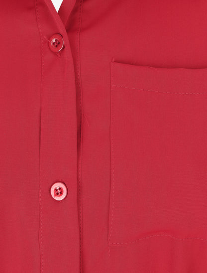 Chemise oversize ceinturée - Rouge - 3