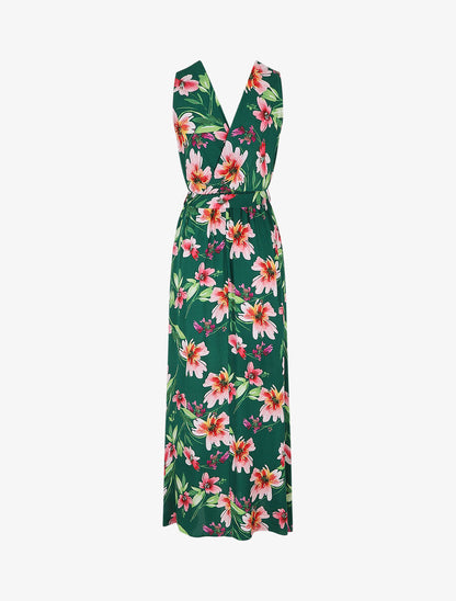 Robe longue à imprimé fleurs - Vert - 2