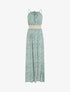 Robe longue à col américain et dentelle - Vert - 5