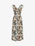 Robe longue élastiquée à imprimé feuilles - Blanc - 1