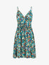 Robe mi-longue à imprimé feuilles - Bleu canard - 1