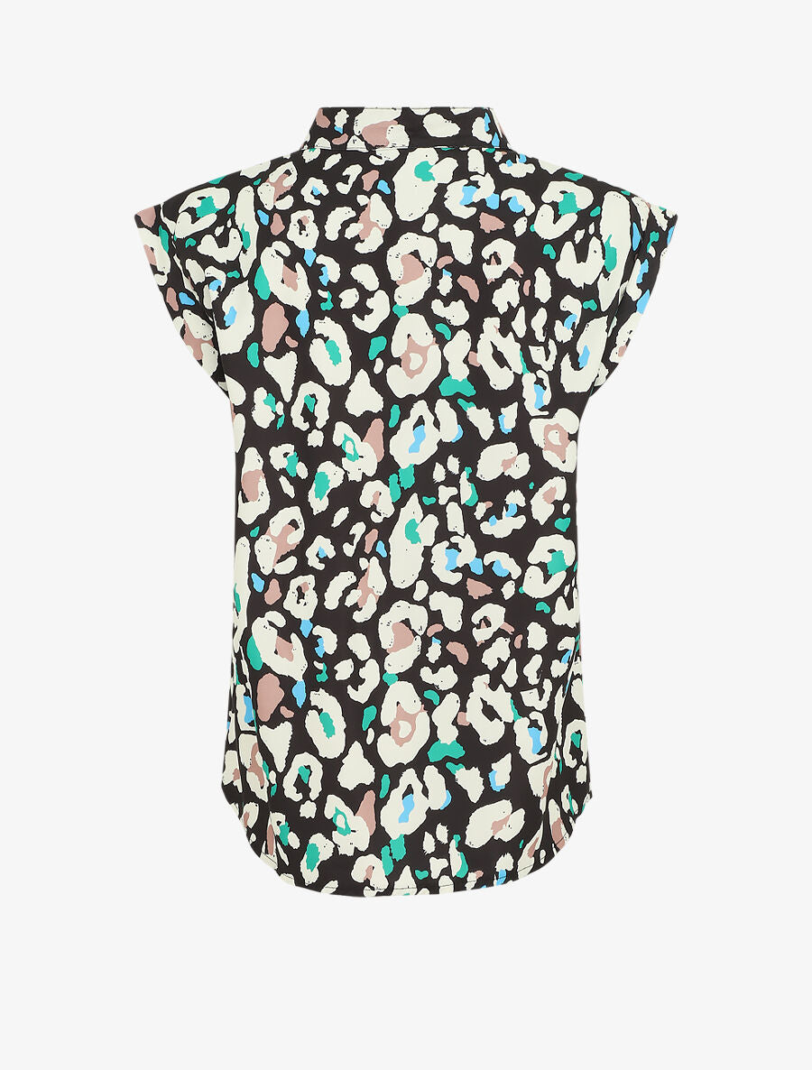 Blouse sans manches à imprimé abstrait - Noir - 2