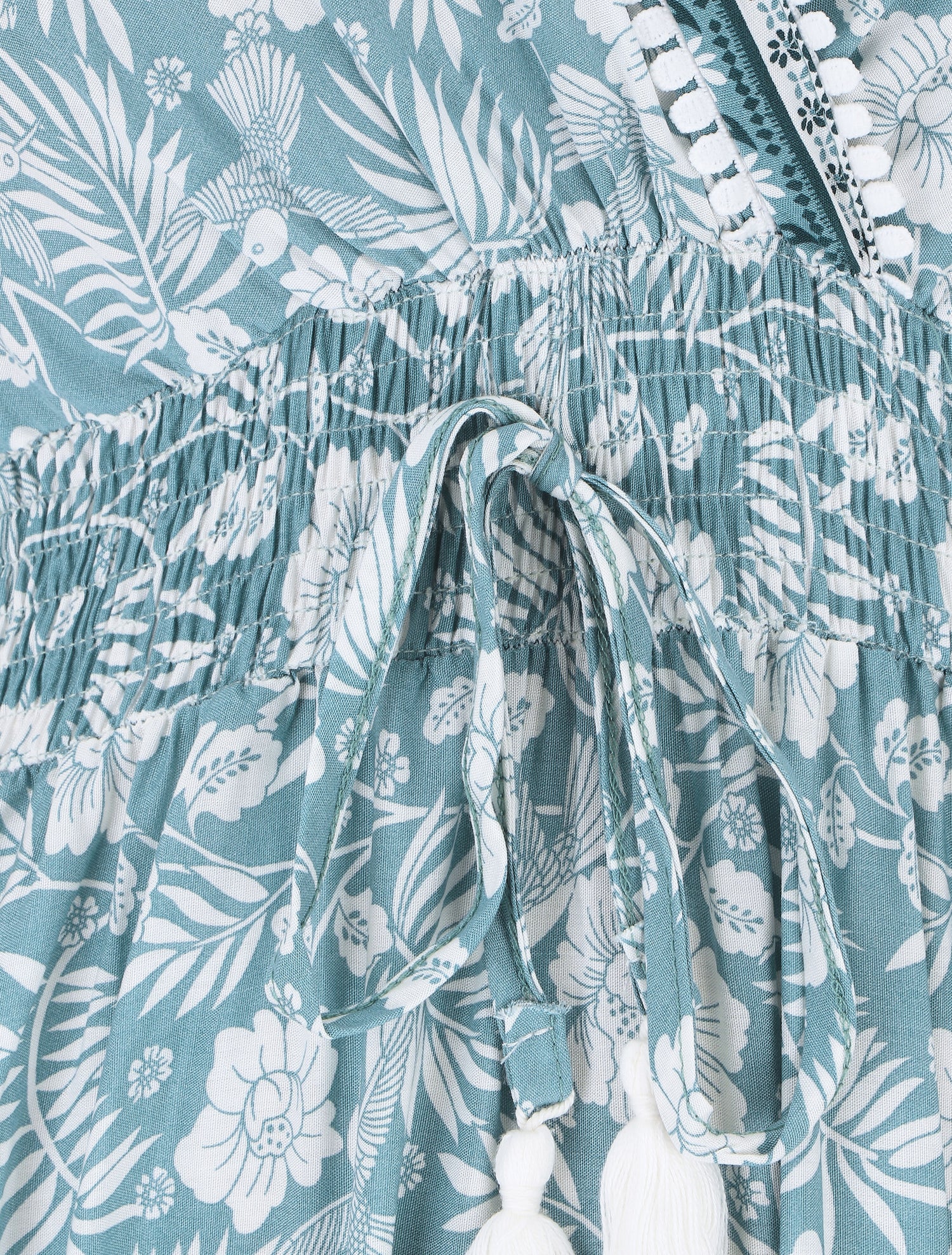 Robe imprimé fleuri à manches volantées - Vert d&