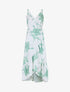 Robe longue asymétrique à imprimé grandes fleurs - Blanc - 5