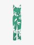 Combinaison droite bretelles tressées motif végétal - Vert - 1
