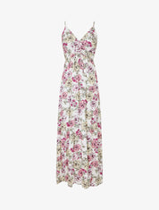 Robe longue imprimé multi-fleurs - Blanc - 1