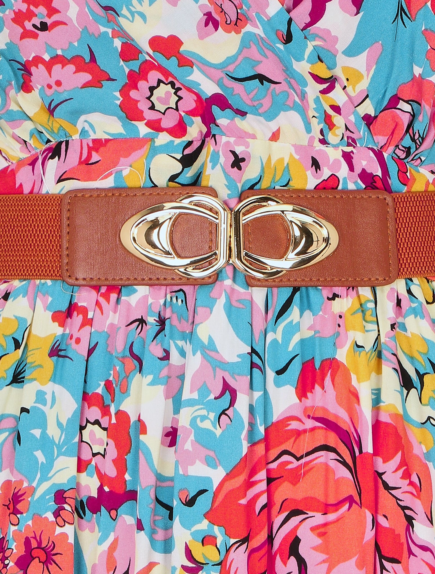 Robe longue empire imprimé fleuri - Blanc - 3