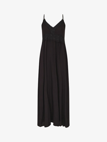 Robe longue droite unie - Noir - 4