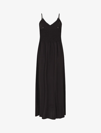 Robe longue droite unie - Noir - 2