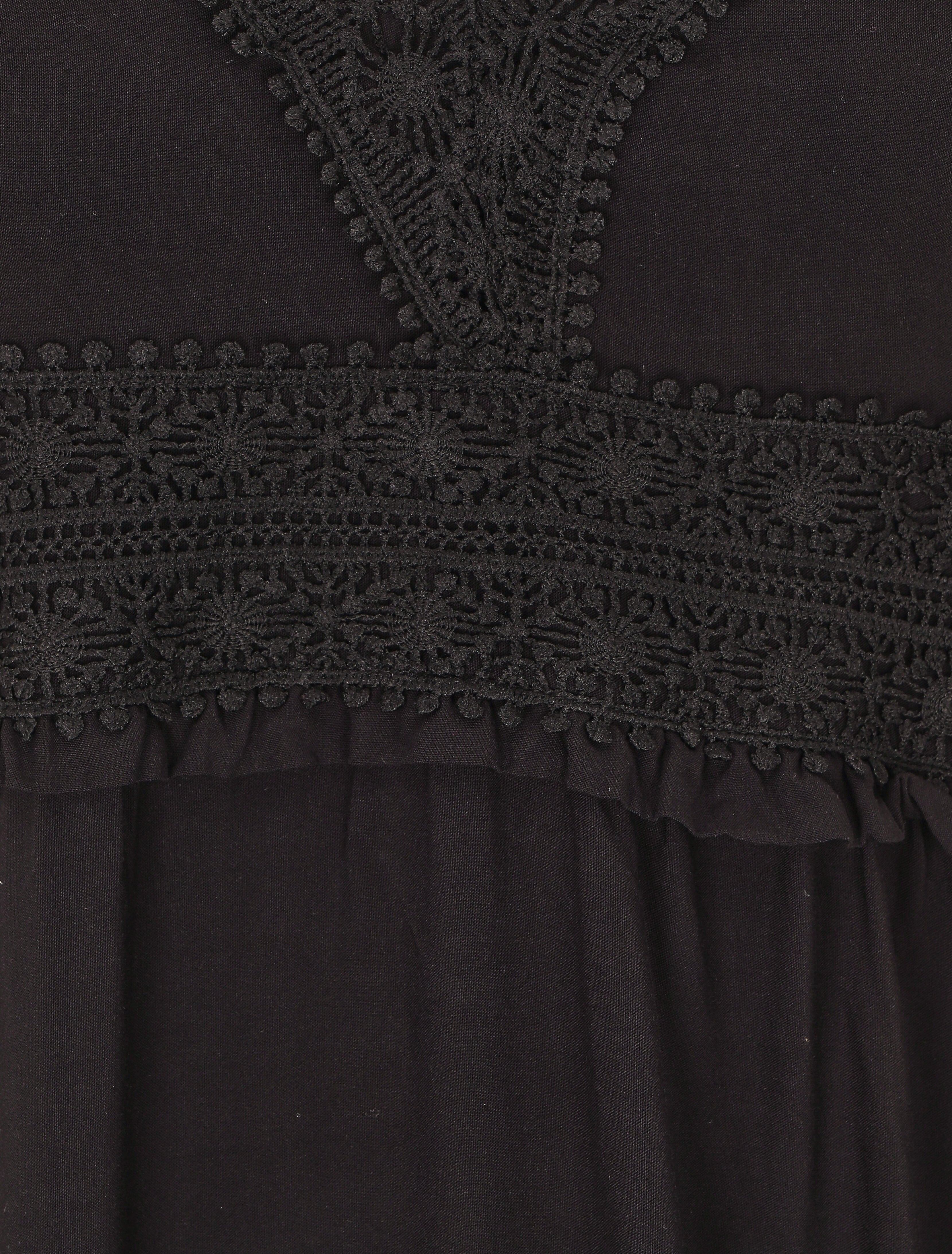 Robe longue droite unie - Noir - 3