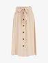 Jupe midi unie évasée à boutons - Beige - 4