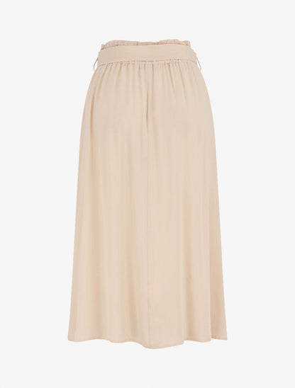 Jupe midi unie évasée à boutons - Beige - 2