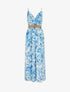 Robe longue imprimé grandes fleurs à bretelles - Bleu - 1