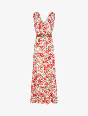 Robe longue sans manches imprimé roses sauvages - Rouge - 1