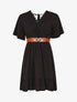 Robe courte unie col dentelle et bords volantés - Noir - 4