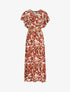 Robe longue manches courtes imprimé floral - Marron - 5