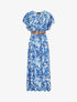 Robe longue manches courtes imprimé floral - Bleu - 5