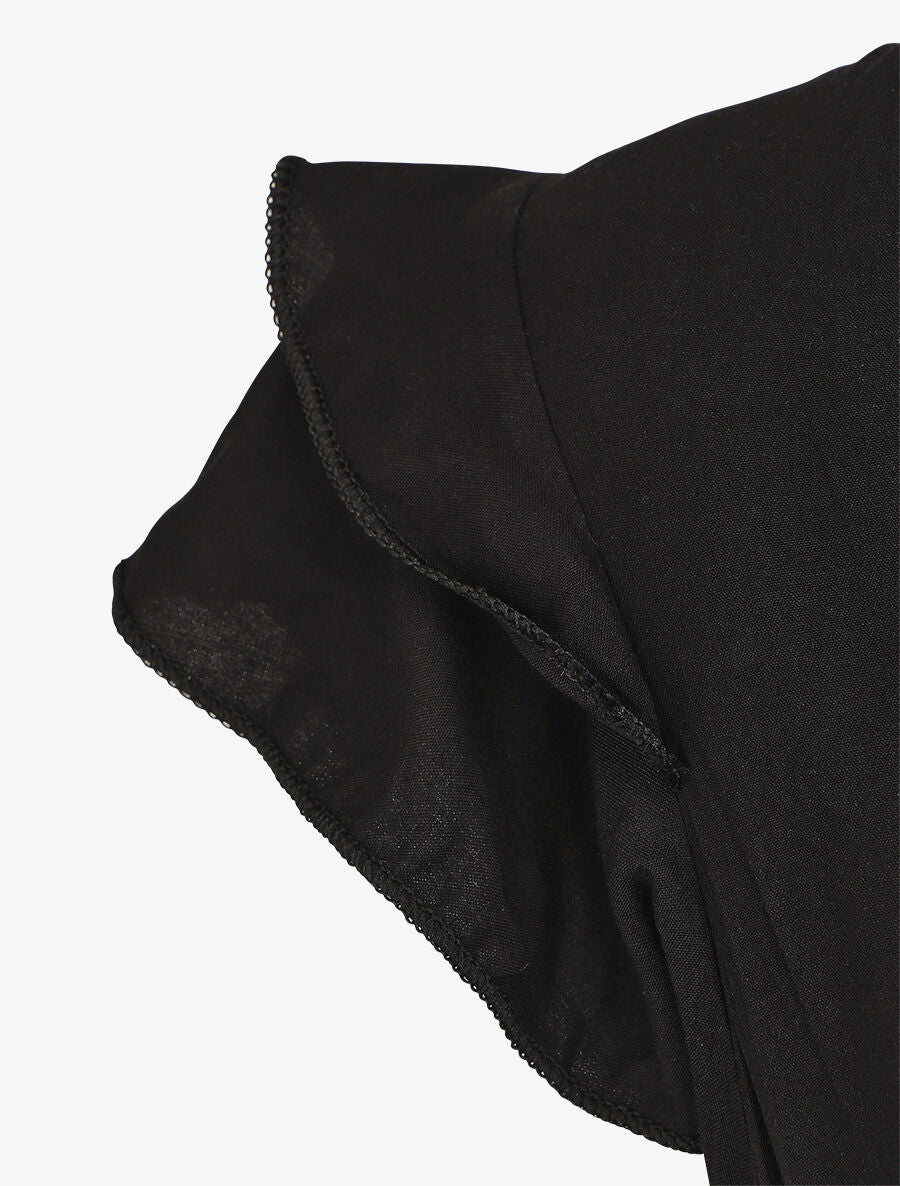 Robe longue unie sans manches à volants - Noir - 3