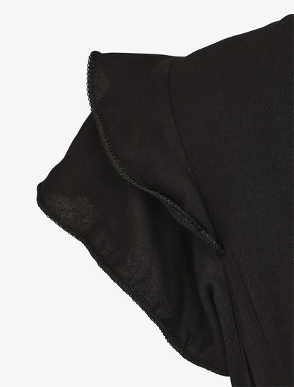 Robe longue unie sans manches à volants - Noir - 3