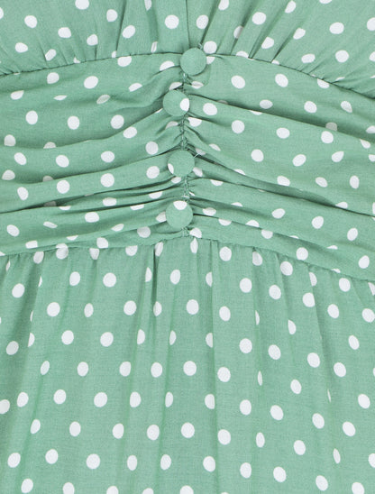Robe longue à pois sans manches - Vert d&