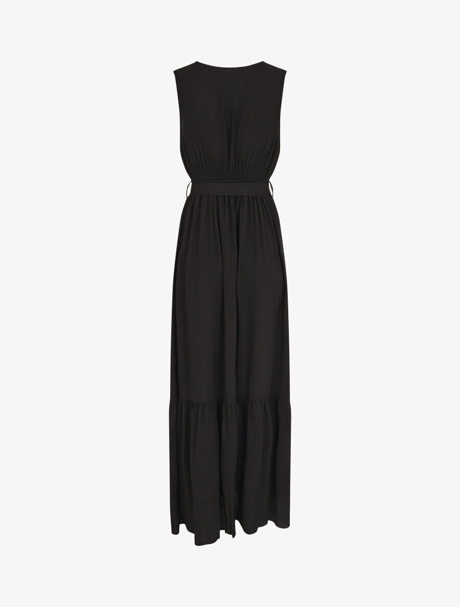 Robe longue unie sans manches - Noir - 2