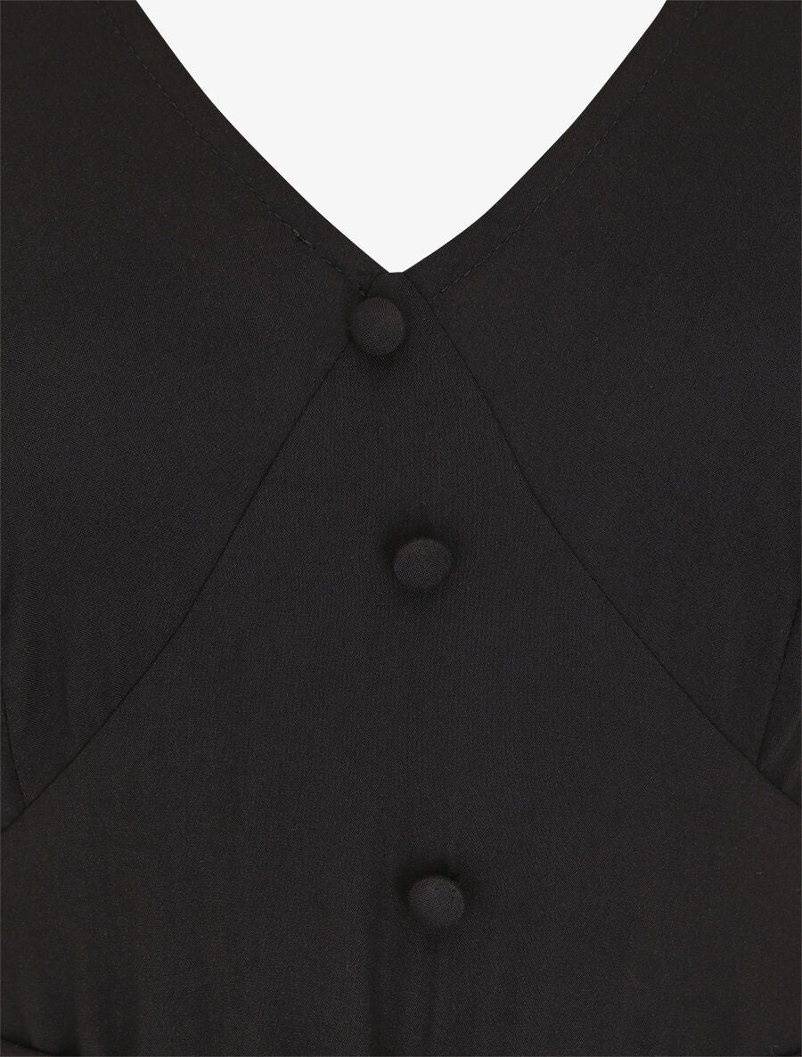 Robe longue unie sans manches - Noir - 3