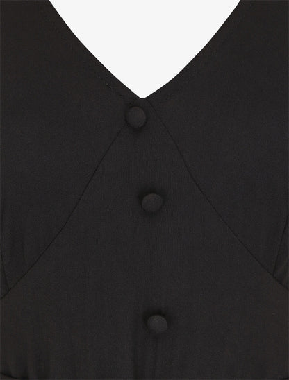 Robe longue unie sans manches - Noir - 3
