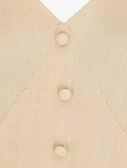 Robe longue unie sans manches - Beige - 3