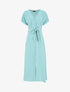 Robe longue unie ceinturée - Turquoise - 1