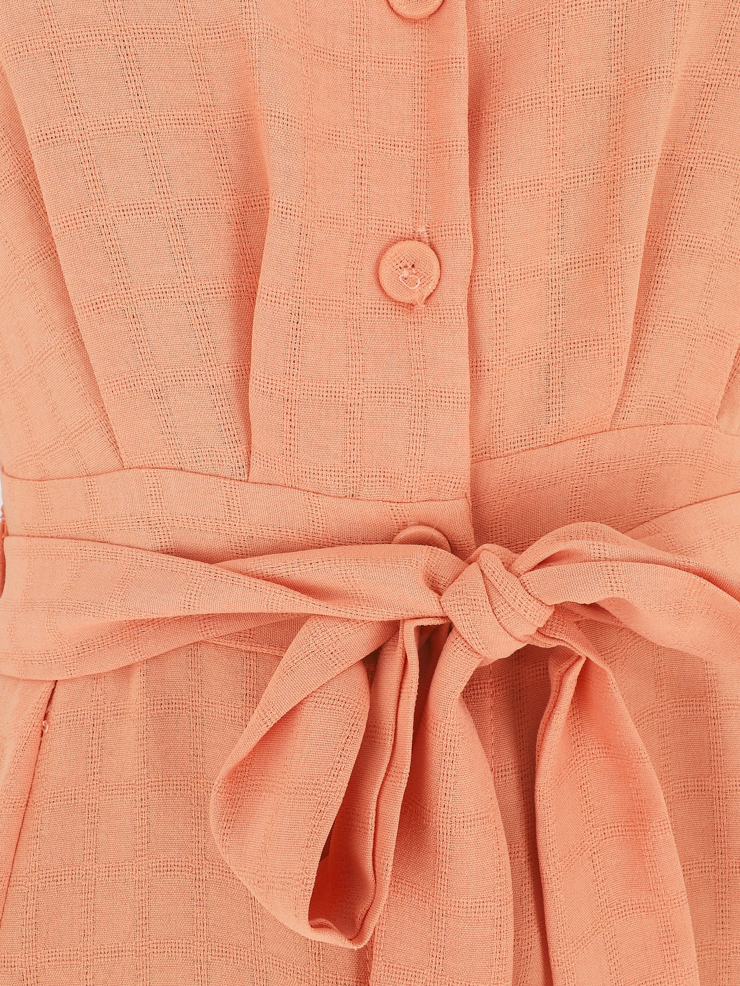 Robe longue unie ceinturée - Orange - 3