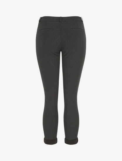 Pantalon droit taille haute imprimé petits points - Noir - 2