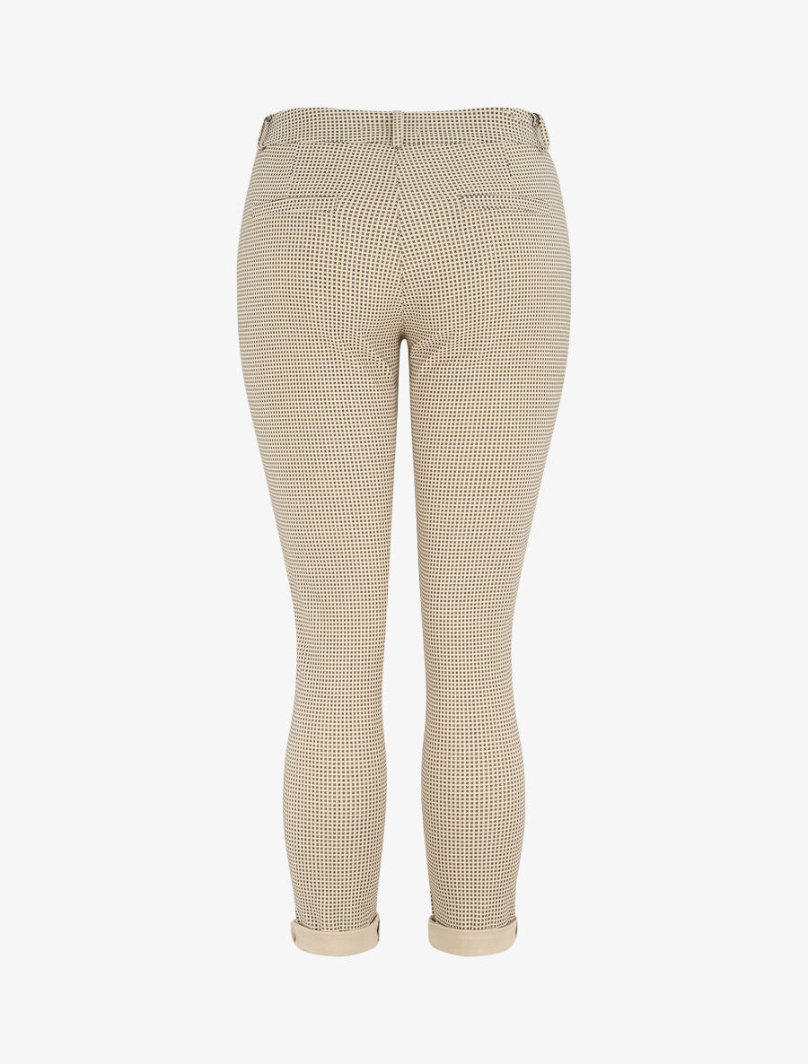 Pantalon droit taille haute imprimé petits points - Beige - 2
