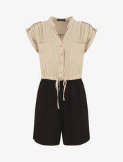 Combishort bicolore fluide - Beige - 1